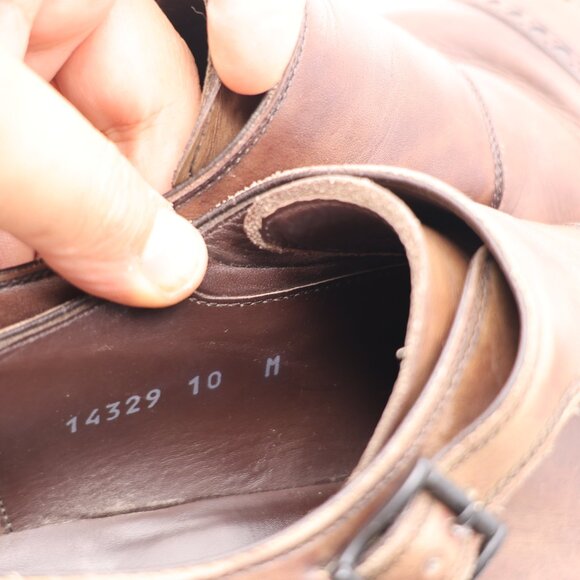 Magnanni Wingtip Double Monk Strap Men's Size 10 M Brown Leather  Dress Shoes - Picture 3 of 12